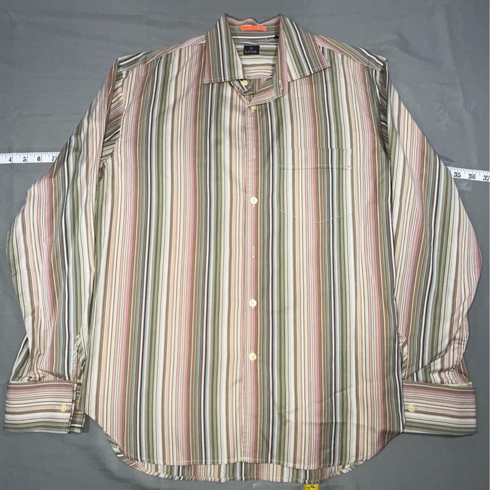 Paul Smith Shirt Mens M Multicolor Stripe Cotton Long Sleeve Button Up Casual